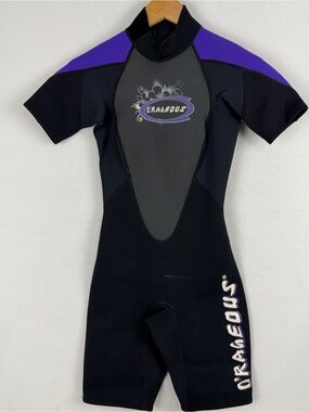 Orageous Womens Size 6 Swimwear Shorty Neoprene Wetsuit Black & Purple
